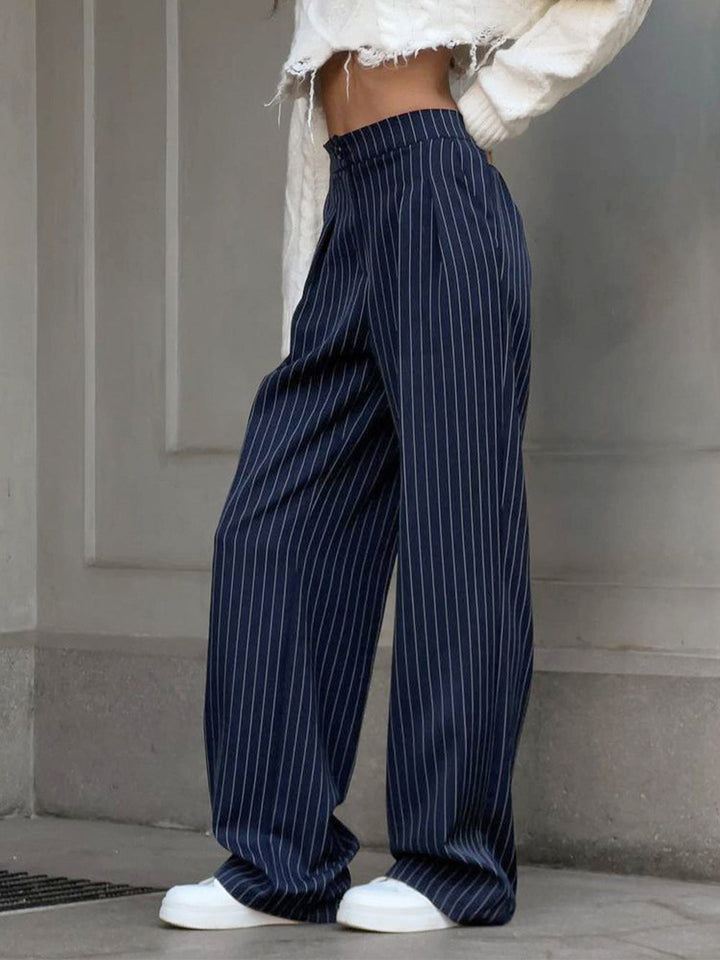 Hedy | Women's Elegant High-Waist Striped Wide-Leg Trousers