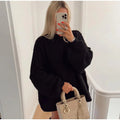 Women's Fluffy Oversized Knit Sweater Black