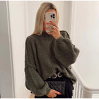 Women's Fluffy Oversized Knit Sweater Green