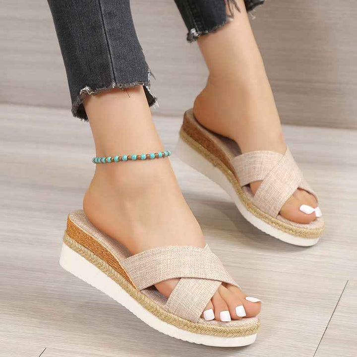 Emma | Elegant Women's Hemp Wedge Sandals with Platform