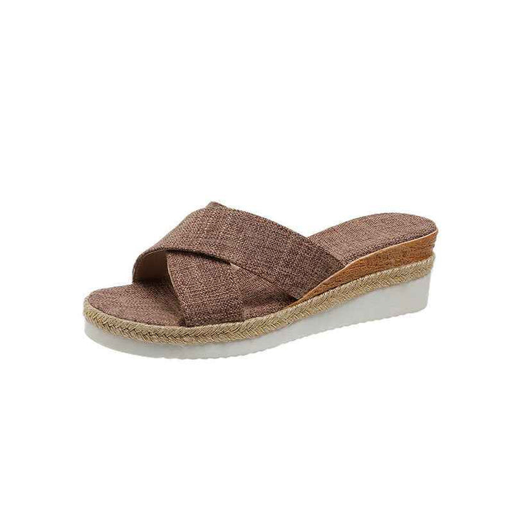Emma | Elegant Women's Hemp Wedge Sandals with Platform Camel
