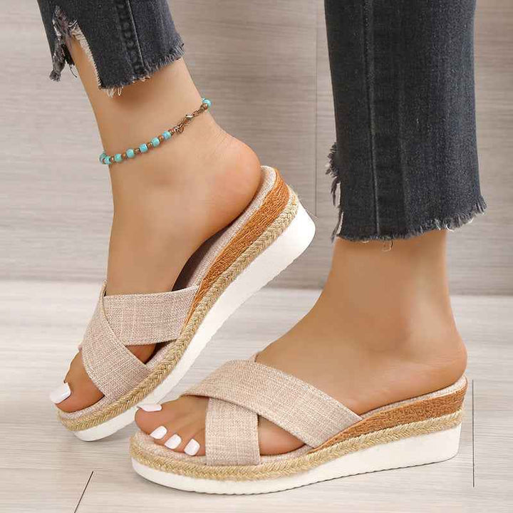 Emma | Elegant Women's Hemp Wedge Sandals with Platform