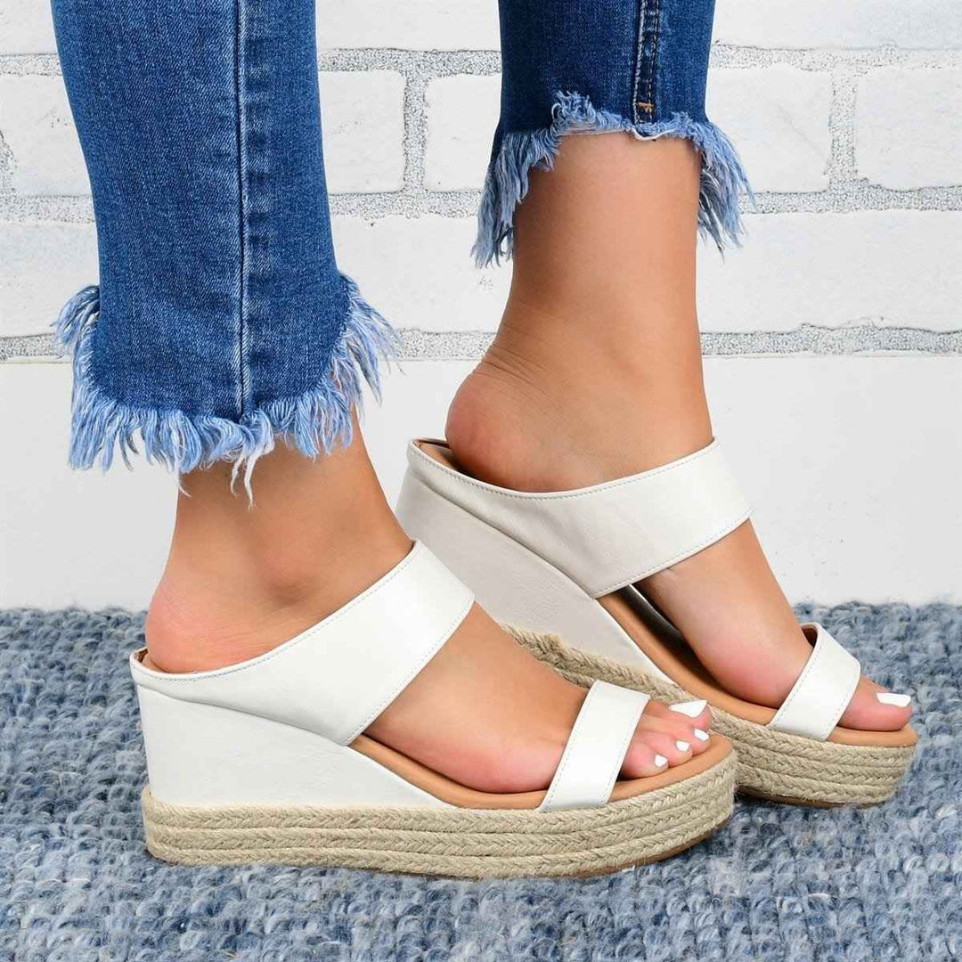 Sophia | Elegant Women's Wedge Sandals Made from Natural Hemp White