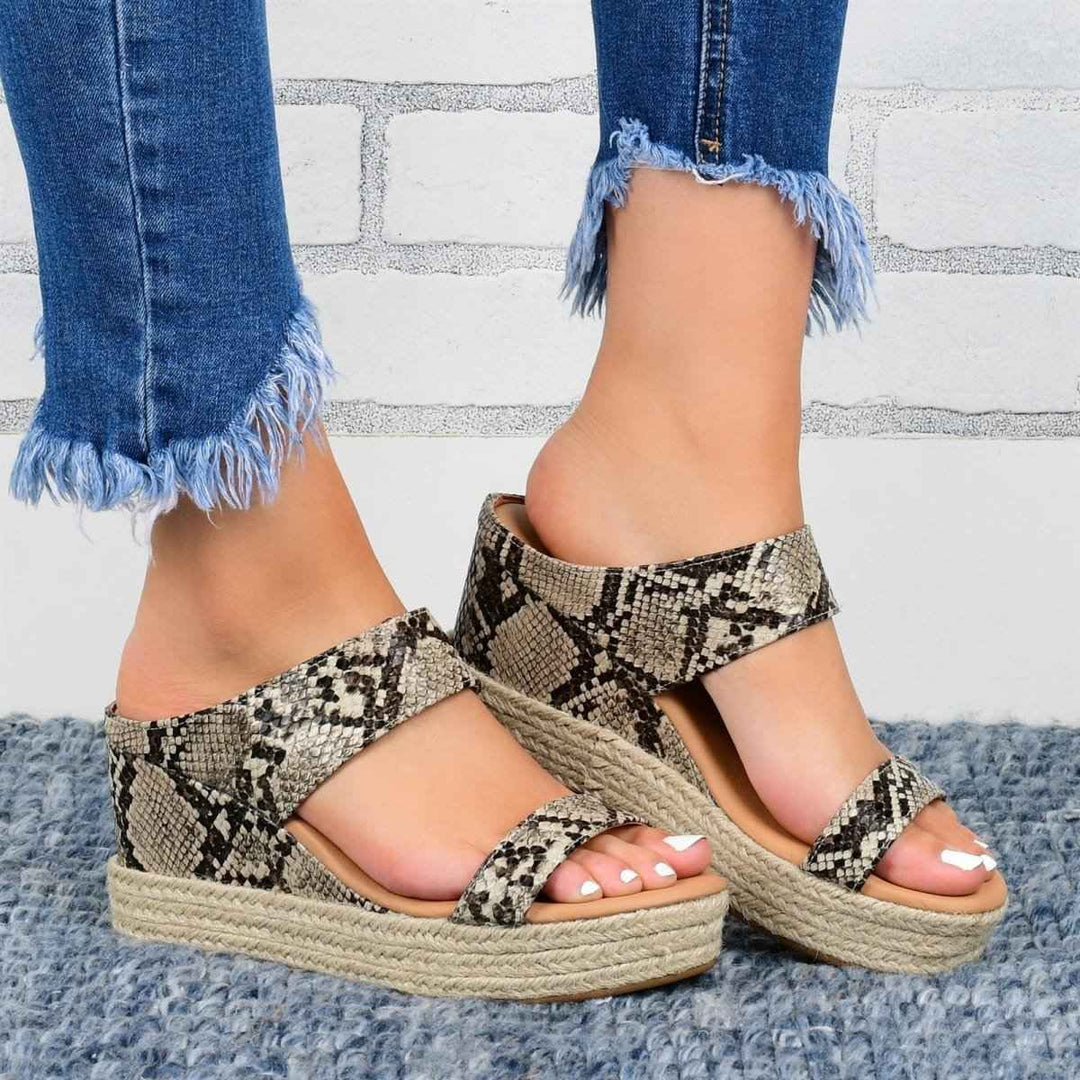 Sophia | Elegant Women's Wedge Sandals Made from Natural Hemp Leopard