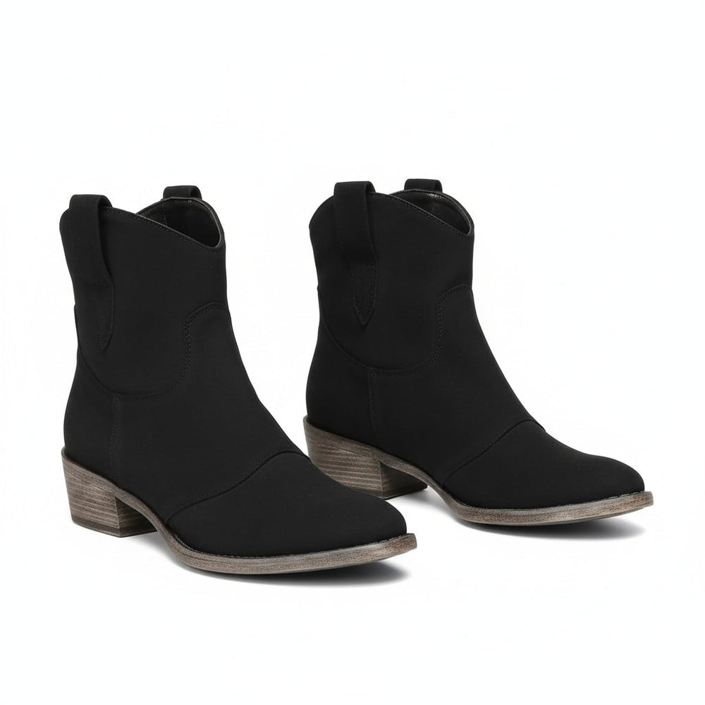 Women's Vintage Cowboy Ankle Boots Black