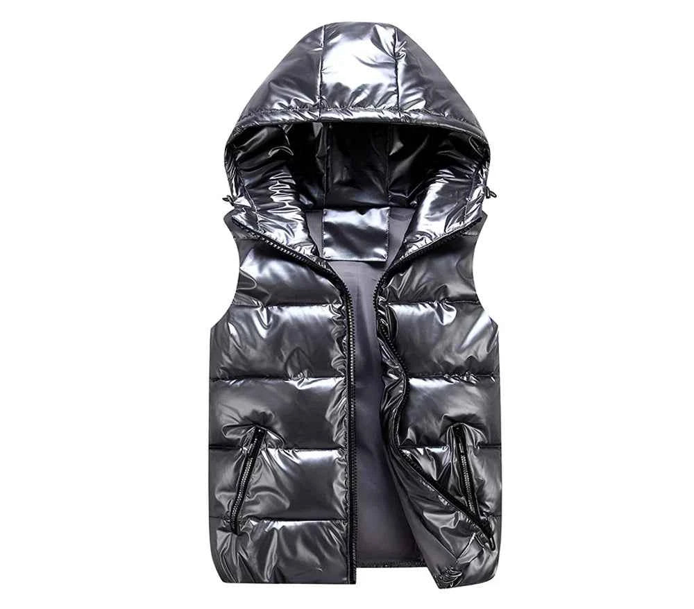Men's Reflective Hooded Vest Dark Grey