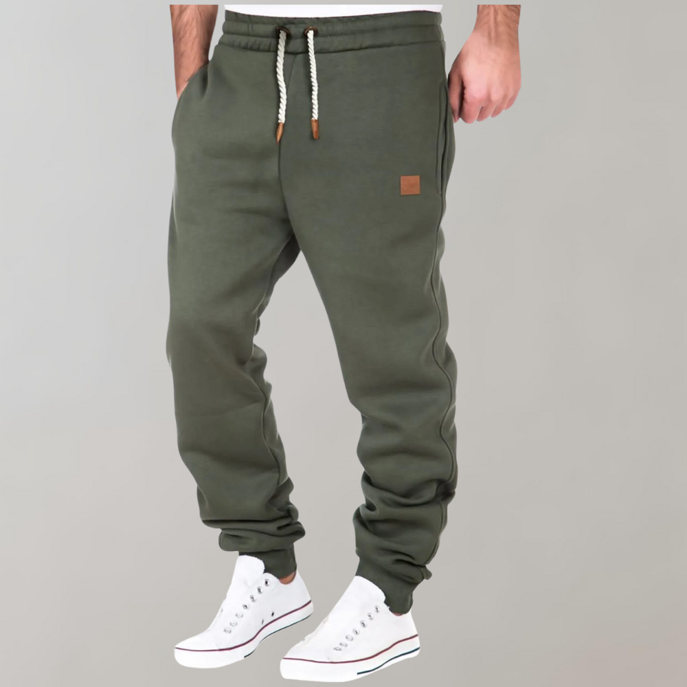 Men's Relaxed Fit Jogging Pants – Cotton Blend – Adjustable Waist – Ribbed Cuffs Green