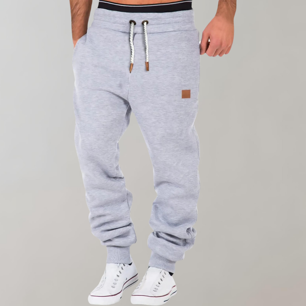 Men's Relaxed Fit Jogging Pants – Cotton Blend – Adjustable Waist – Ribbed Cuffs Grey