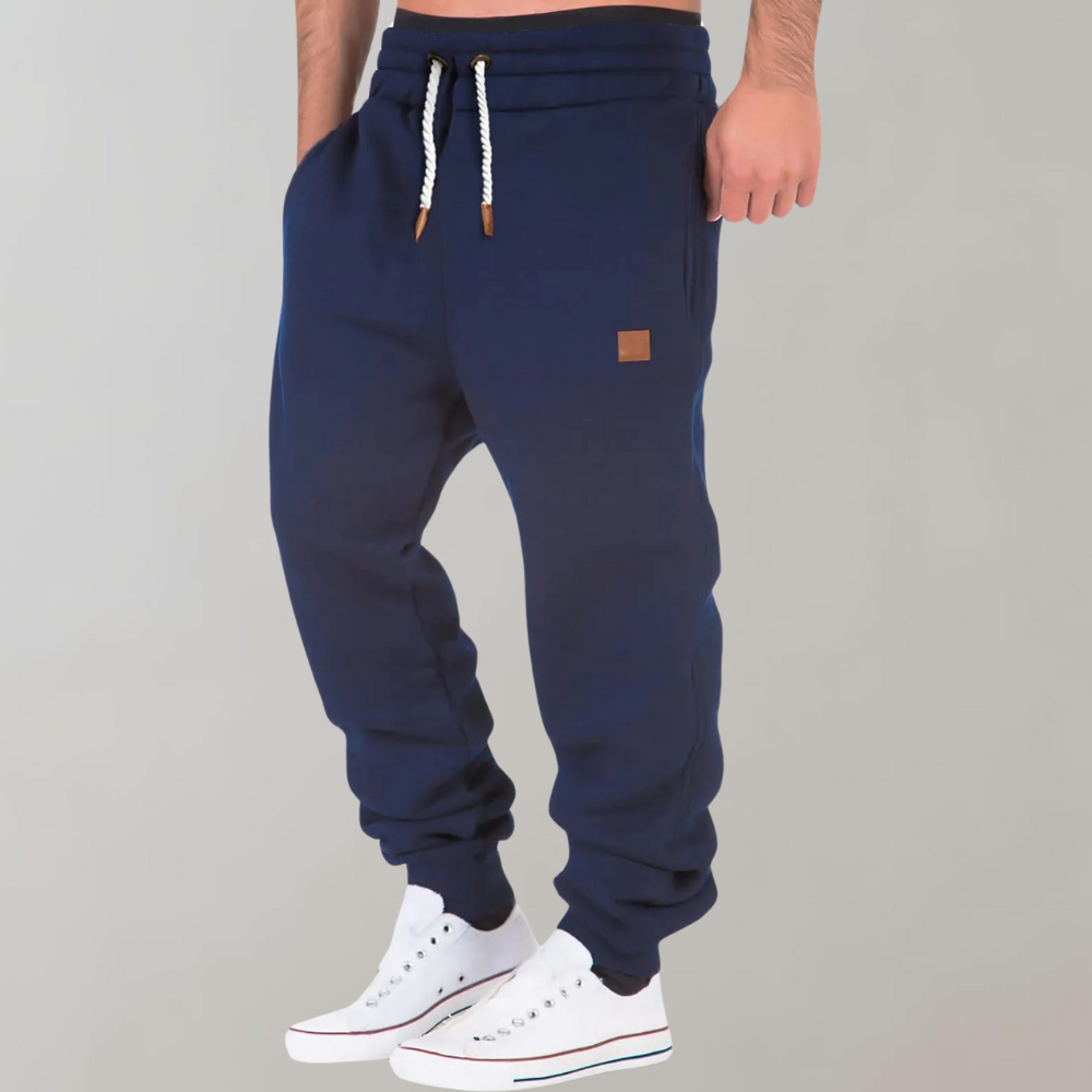 Men's Relaxed Fit Jogging Pants – Cotton Blend – Adjustable Waist – Ribbed Cuffs Blue