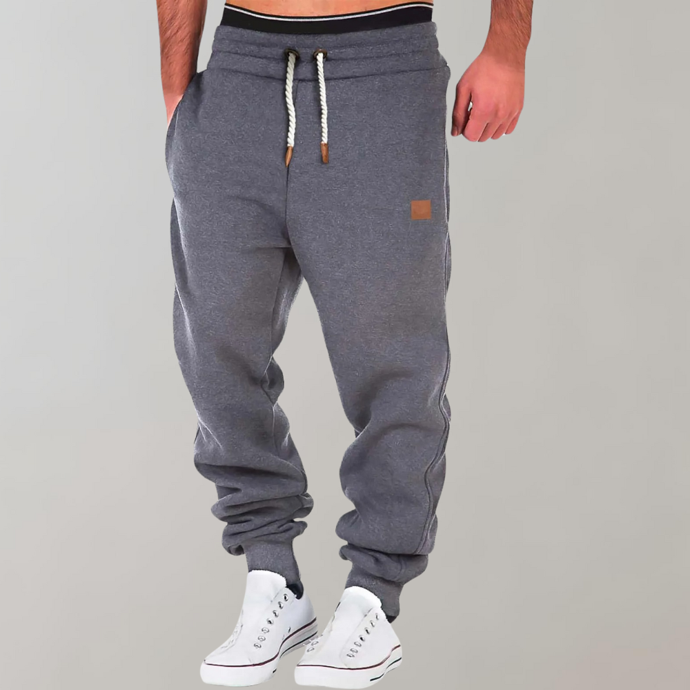Men's Relaxed Fit Jogging Pants – Cotton Blend – Adjustable Waist – Ribbed Cuffs Dark Grey