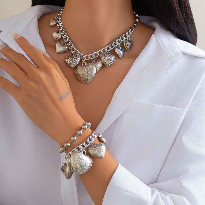 Classic Heart Jewelry Set Silver
