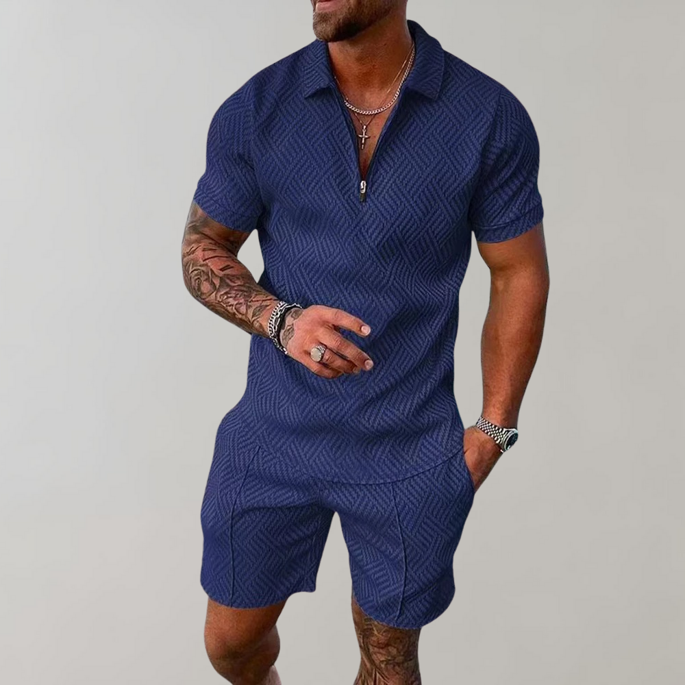 Men's Summer Two-Piece Set (Shorts + Polo Shirt)