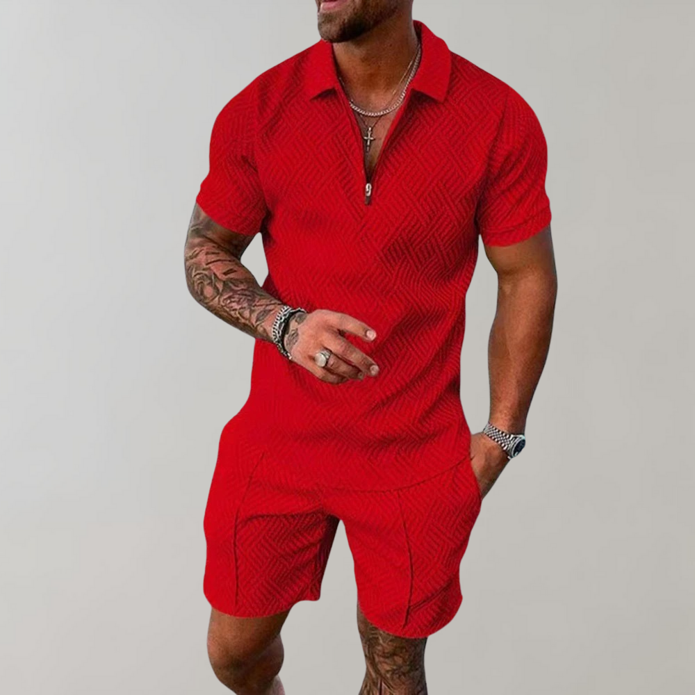 Men's Summer Two-Piece Set (Shorts + Polo Shirt)
