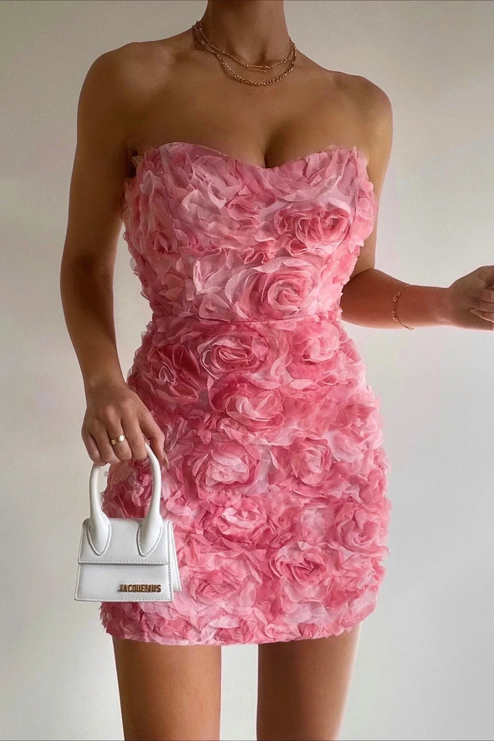 Nora | Women's Strapless Floral Pattern Dress