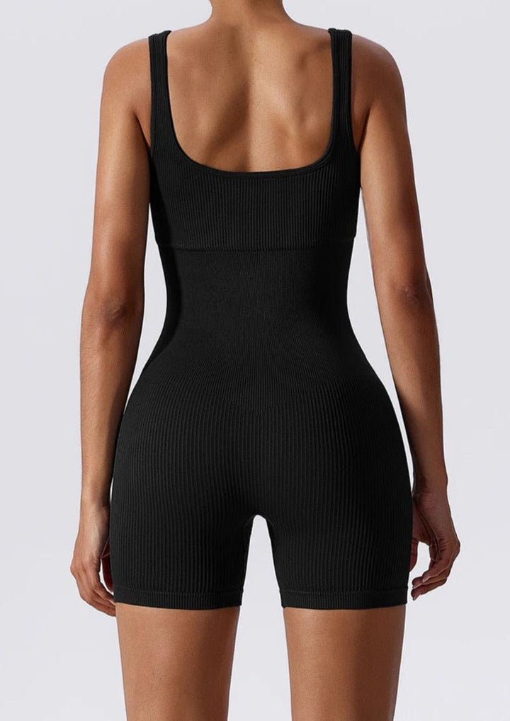 Caitlin | Women's Black Ribbed Bodysuit – Seamless & Sculpting