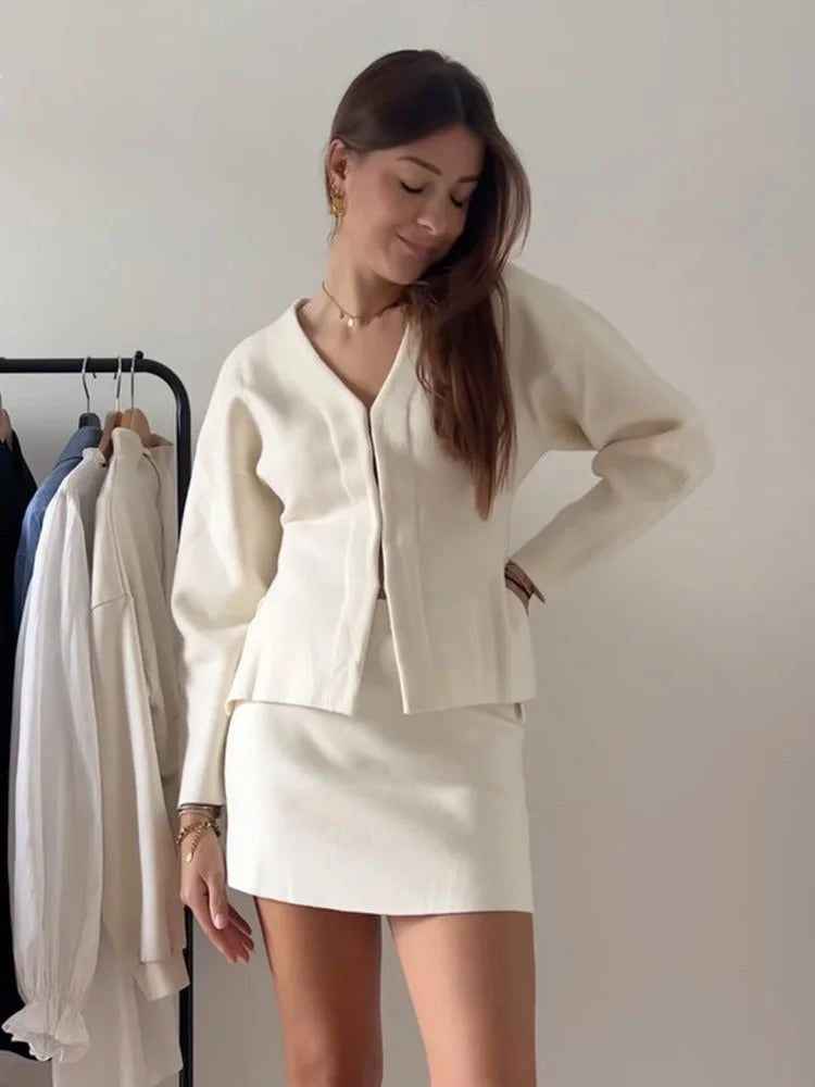 Women's Blazer and Skirt Two-Piece Set
