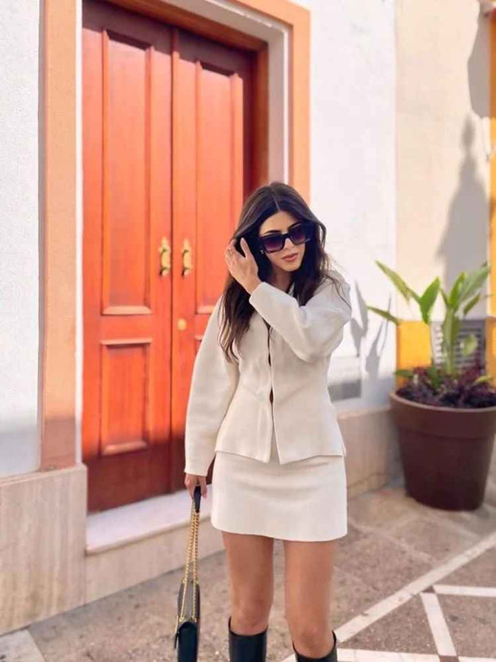 Women's Blazer and Skirt Two-Piece Set