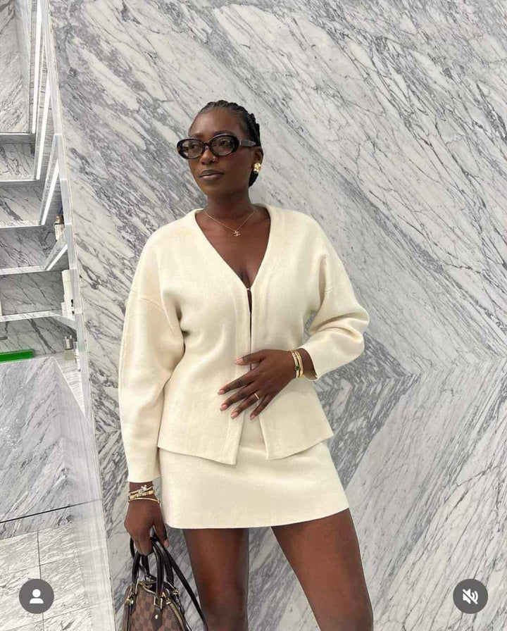 Women's Blazer and Skirt Two-Piece Set