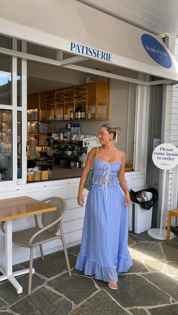 Cianna | Women's Two-Piece Summer Outfit – Top and Long Skirt Blue L