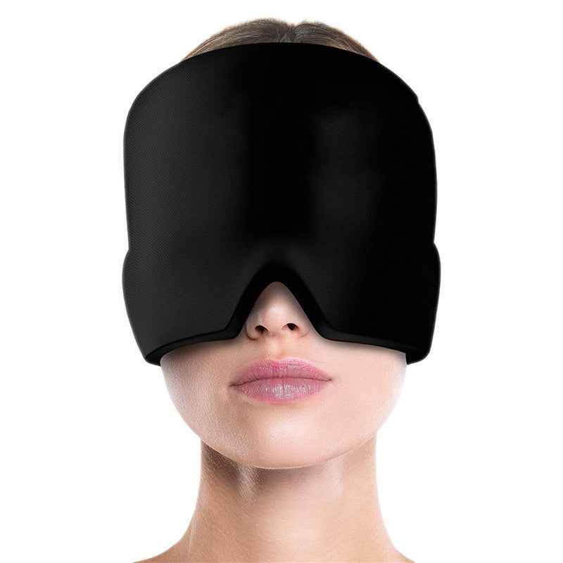 Ice Compress Headache Mask - Soothing Relief for Migraines, Stress, and Tension Black Monolayer