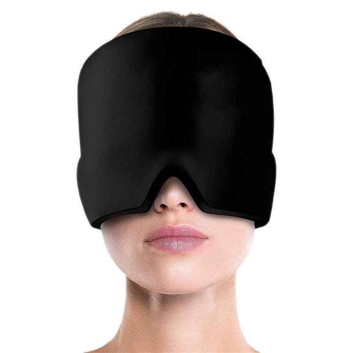 Ice Compress Headache Mask - Soothing Relief for Migraines, Stress, and Tension Black Monolayer
