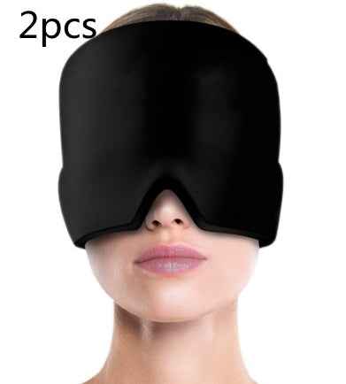 Ice Compress Headache Mask - Soothing Relief for Migraines, Stress, and Tension Black2pcs Monolayer