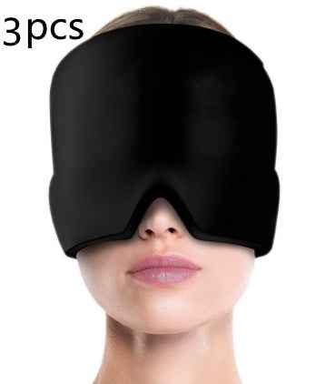 Ice Compress Headache Mask - Soothing Relief for Migraines, Stress, and Tension Black3pcs Monolayer