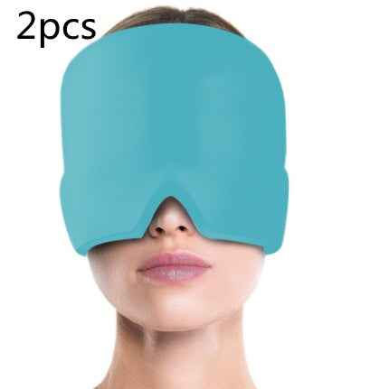 Ice Compress Headache Mask - Soothing Relief for Migraines, Stress, and Tension Blue2pcs Monolayer