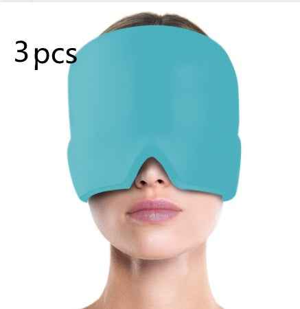 Ice Compress Headache Mask - Soothing Relief for Migraines, Stress, and Tension Blue3pcs Monolayer
