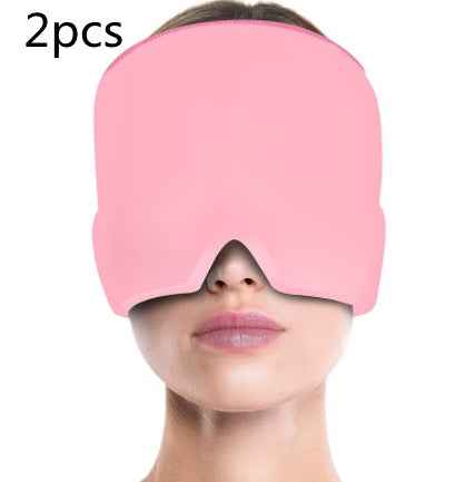 Ice Compress Headache Mask - Soothing Relief for Migraines, Stress, and Tension Pink2pcs Monolayer