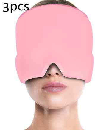 Ice Compress Headache Mask - Soothing Relief for Migraines, Stress, and Tension Pink3pcs Monolayer