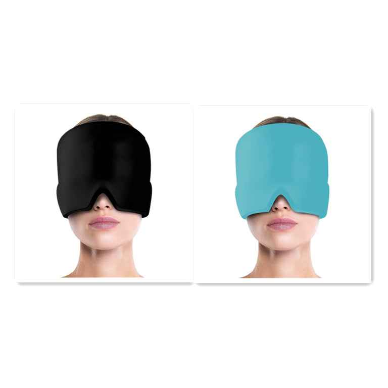 Ice Compress Headache Mask - Soothing Relief for Migraines, Stress, and Tension Black Blue Monolayer