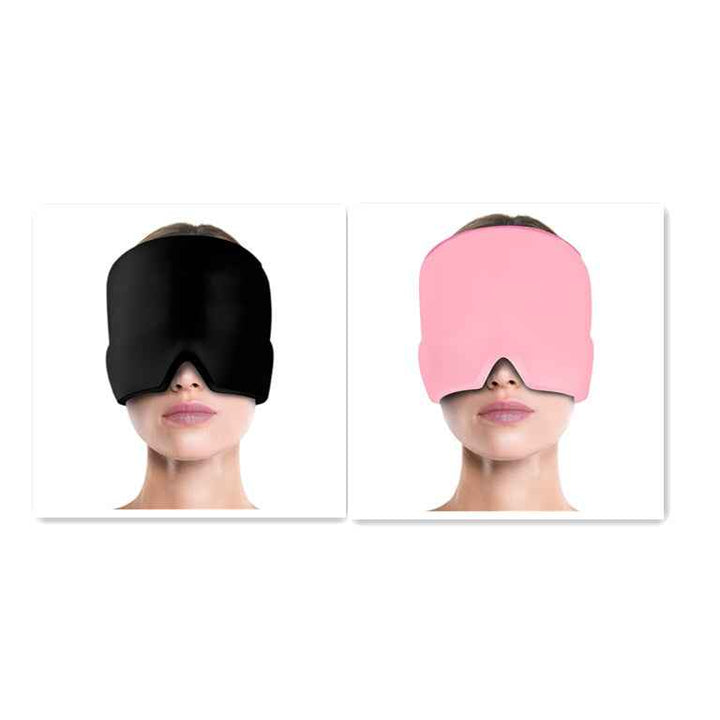 Ice Compress Headache Mask - Soothing Relief for Migraines, Stress, and Tension Black Pink Monolayer