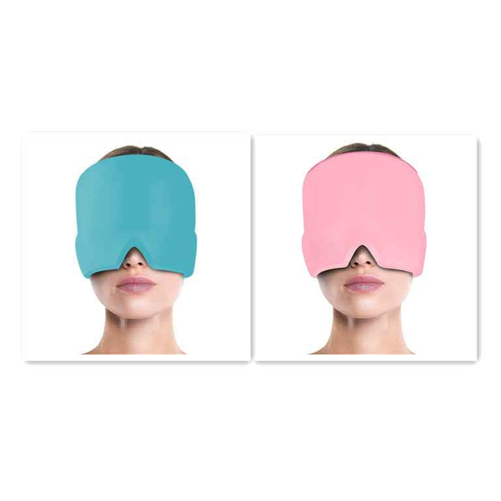 Ice Compress Headache Mask - Soothing Relief for Migraines, Stress, and Tension Blue Pink Monolayer