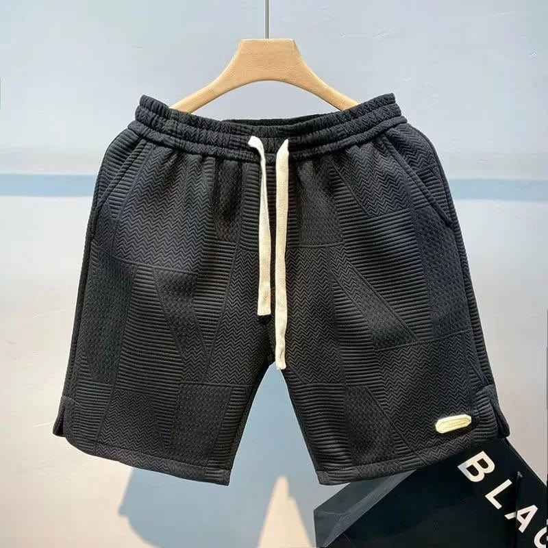 Men's Casual Shorts – Relaxed Fit with Elastic Waist – Geometric Design