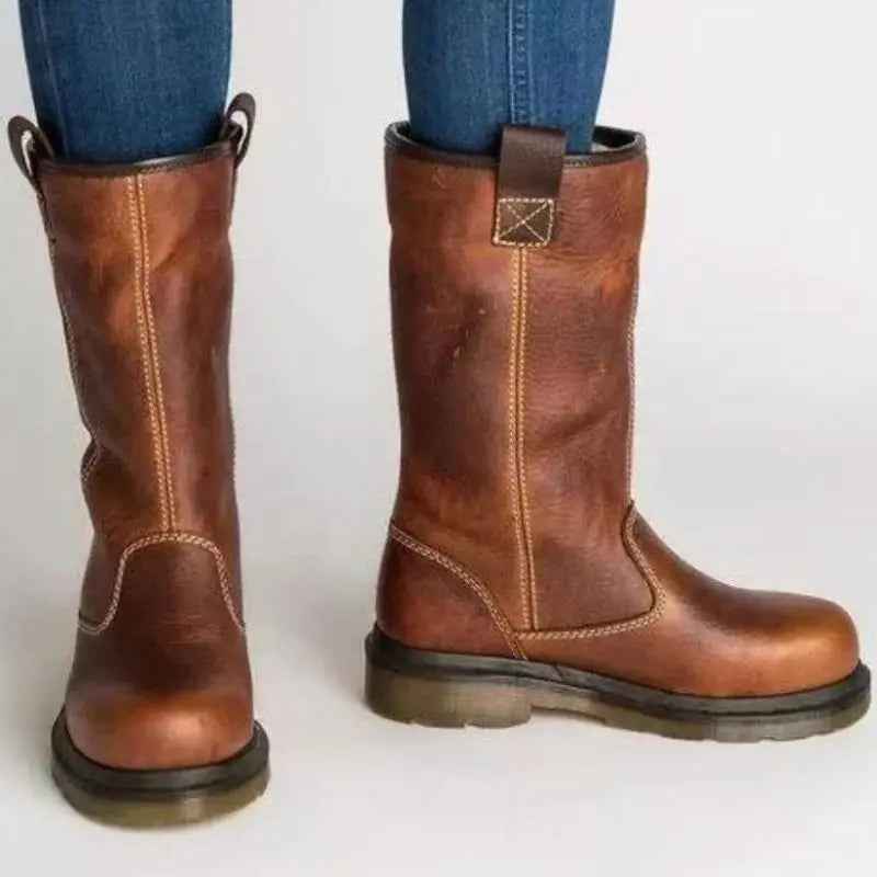 Insulated Comfort Women's Cowboy Boots – Stylish & Warm Brown