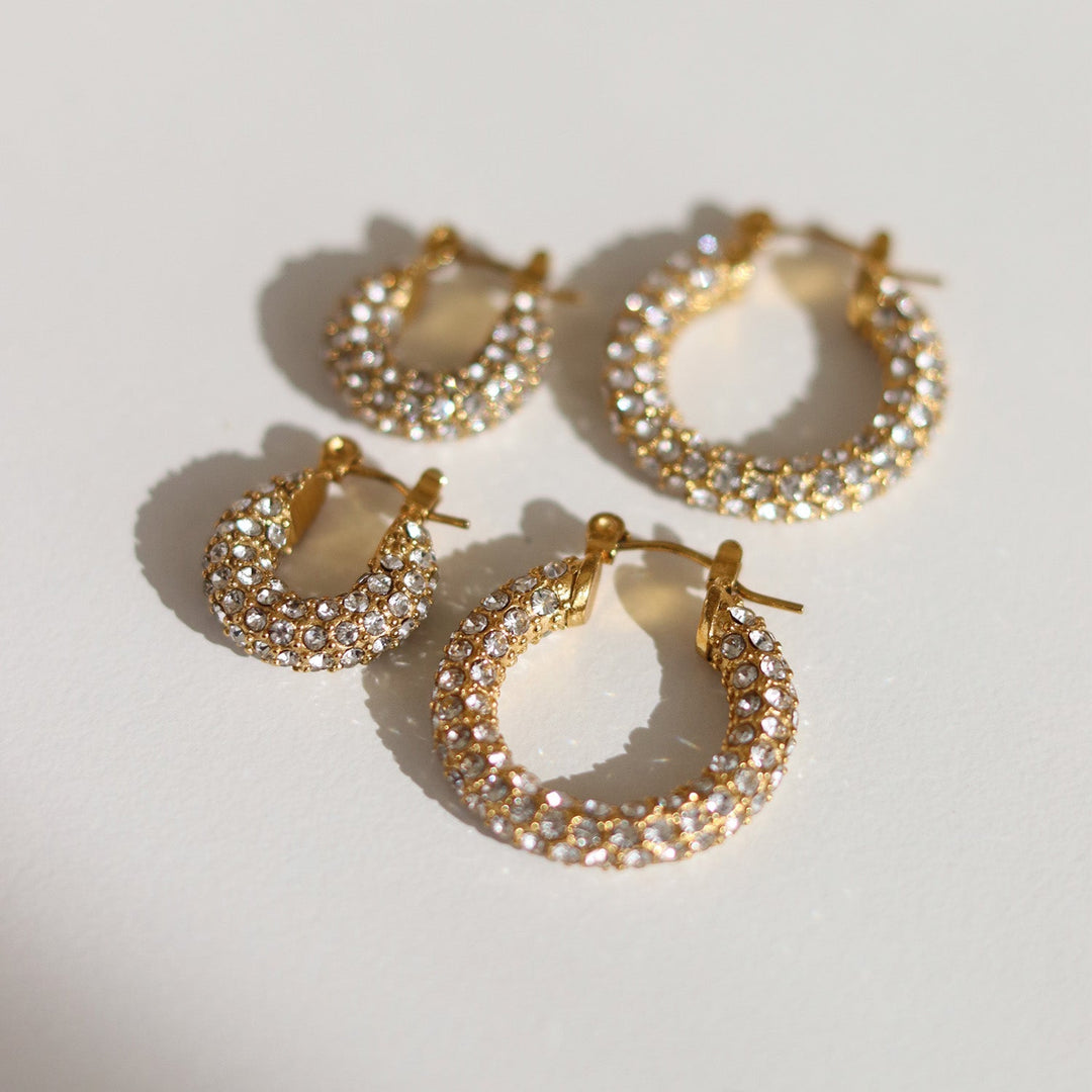 Judie | Women's Elegant Hoop Earrings with Zirconia Stones
