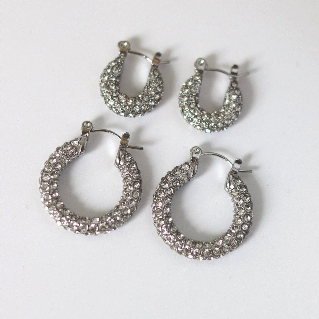 Judie | Women's Elegant Hoop Earrings with Zirconia Stones