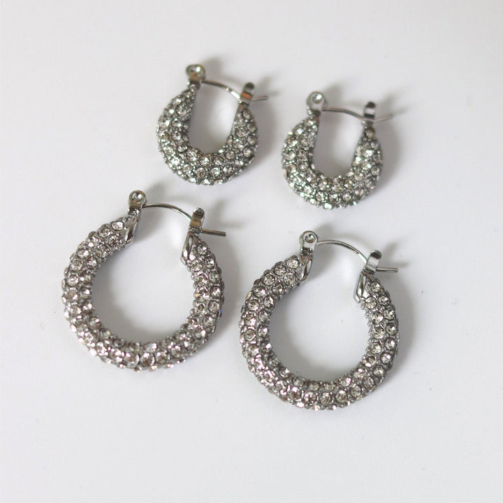 Judie | Women's Elegant Hoop Earrings with Zirconia Stones