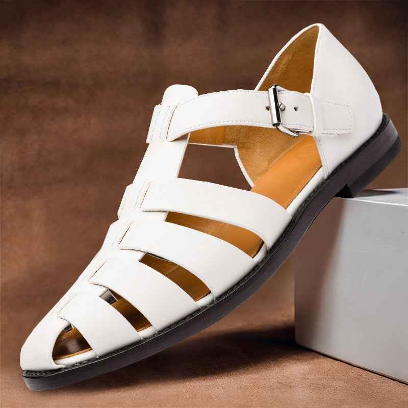 Men's Premium Leather Sandals - Finley Style White