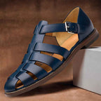 Women's Premium Leather Sandals - Finley Style Dark Blue