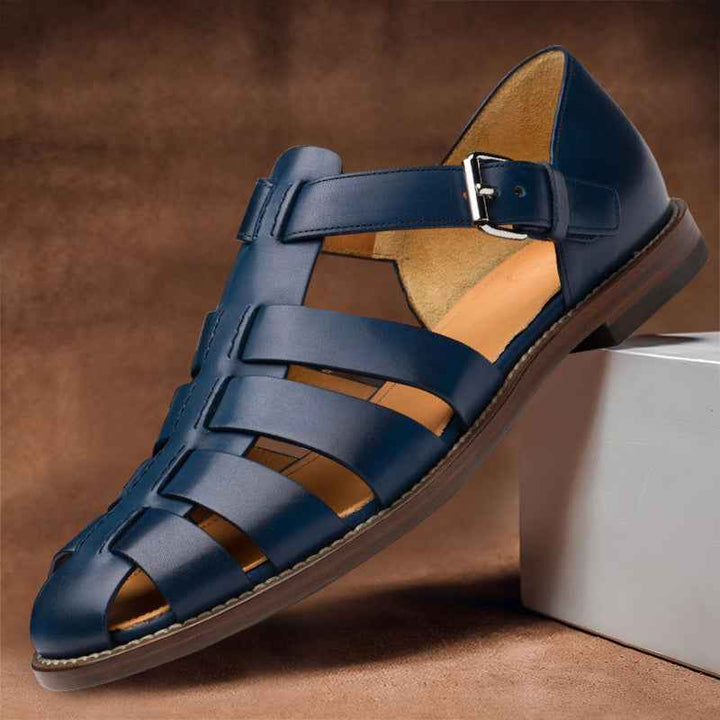 Men's Premium Leather Sandals - Finley Style Dark Blue