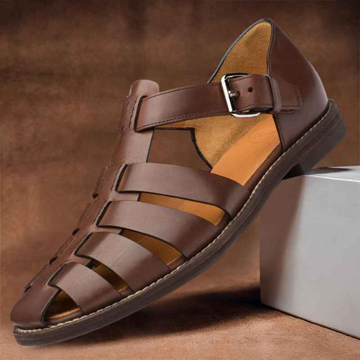 Men's Premium Leather Sandals - Finley Style Coffee