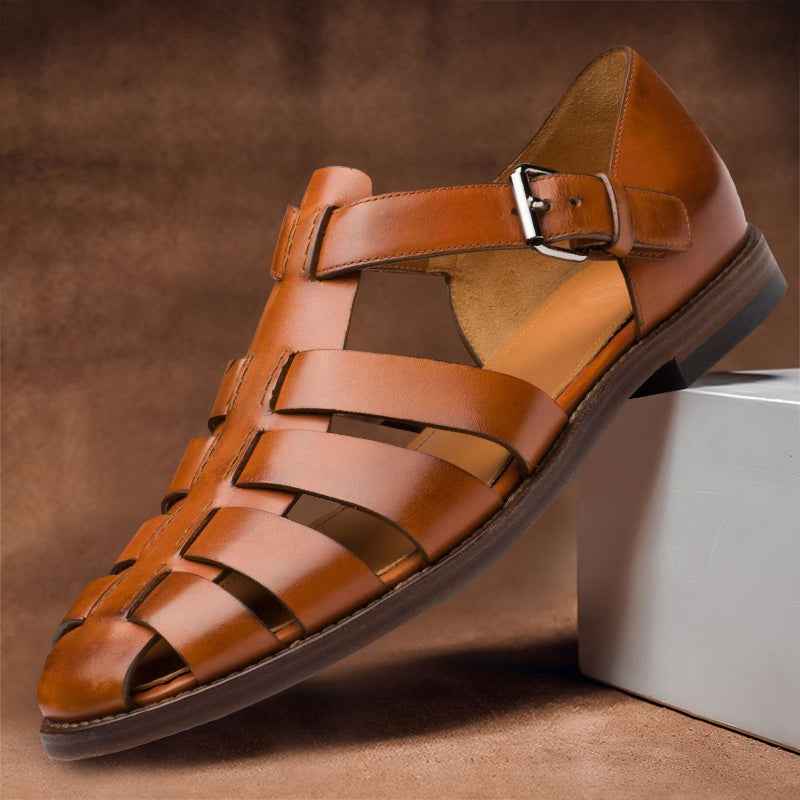 Men's Premium Leather Sandals - Finley Style Brown