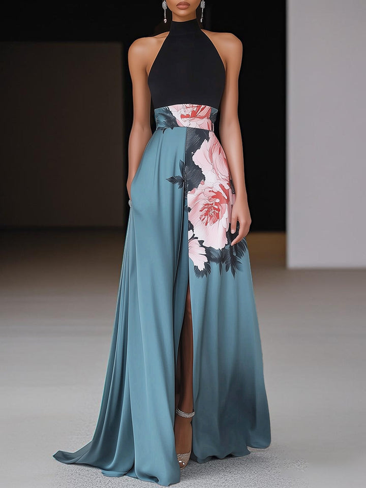 Elegant Floral Lace Maxi Dress for Women - Perfect for Date Night Black