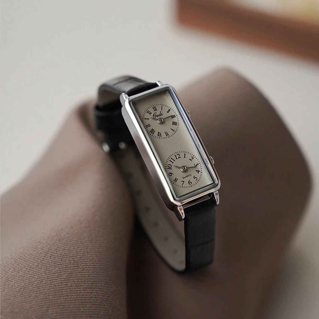 Elegant Dual Dial Women's Watch | Stylish Timepiece