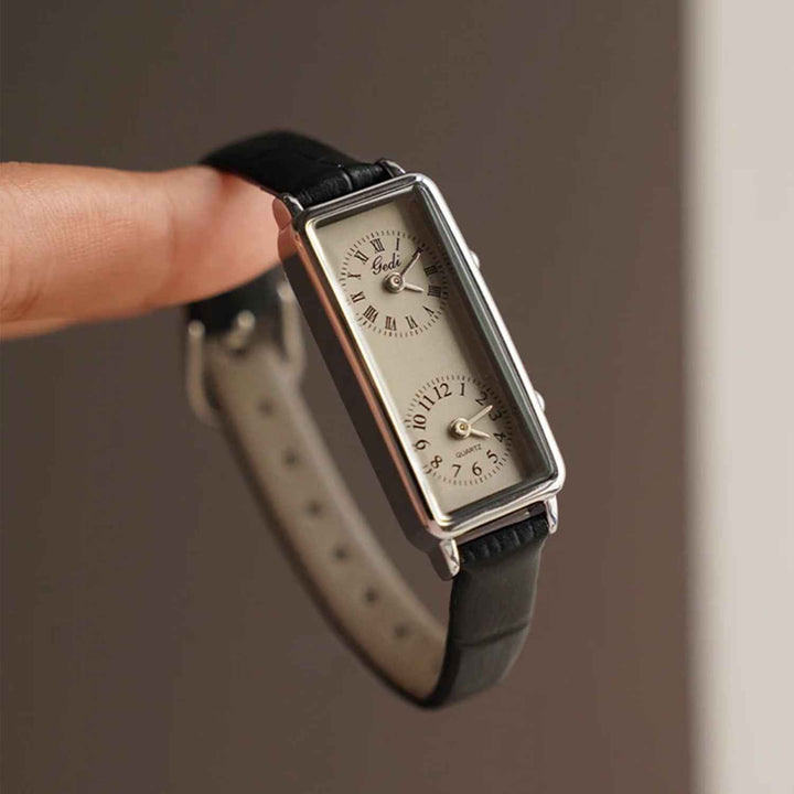 Elegant Dual Dial Women's Watch | Stylish Timepiece Silver