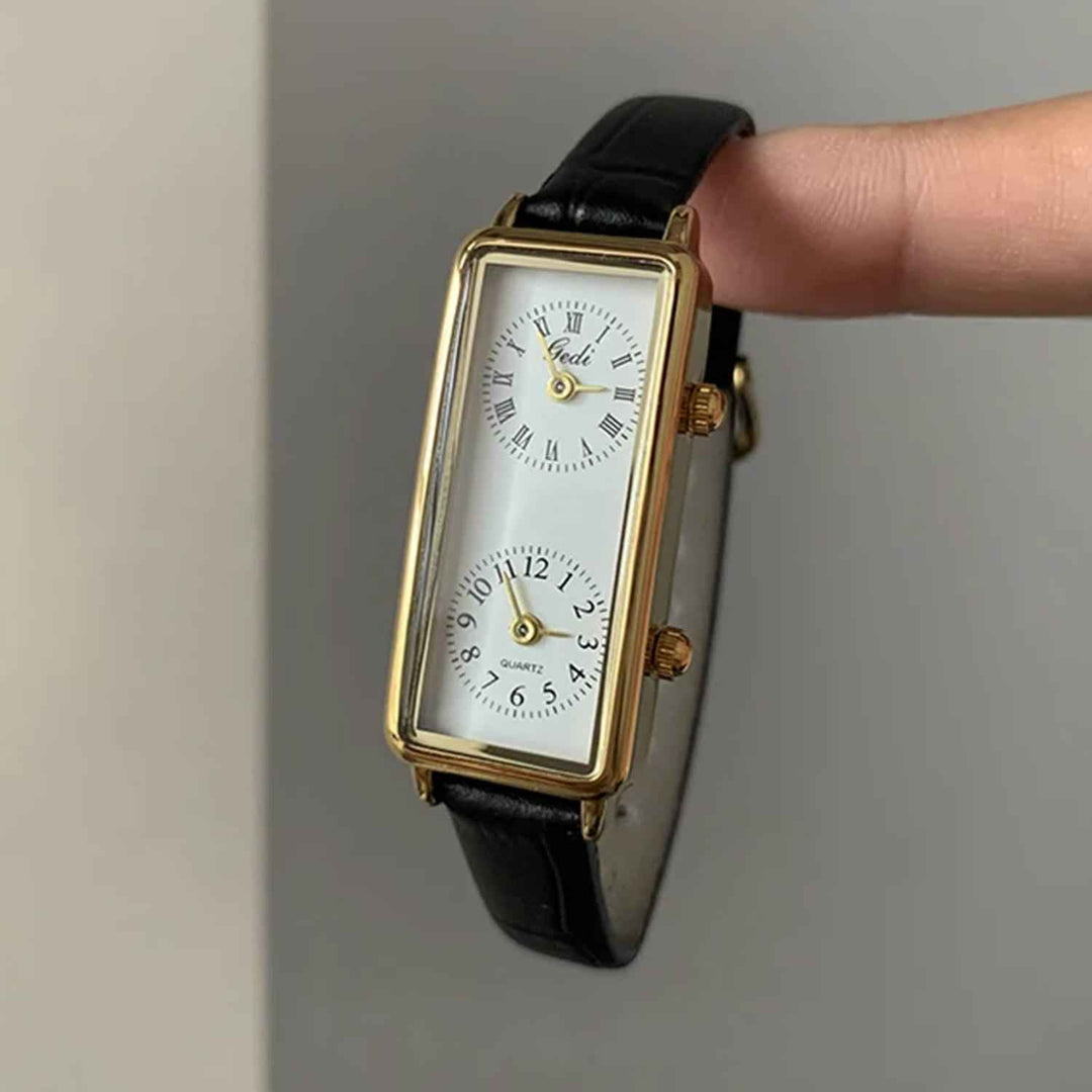 Elegant Dual Dial Women's Watch | Stylish Timepiece