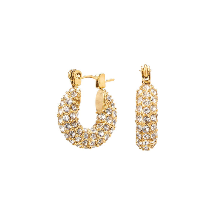 Judie | Women's Elegant Hoop Earrings with Zirconia Stones Gold 15mm