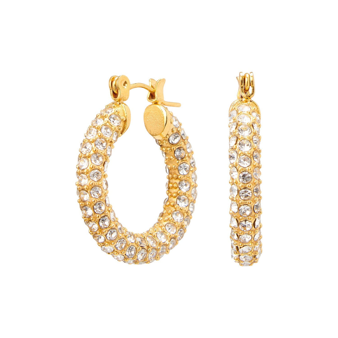 Judie | Women's Elegant Hoop Earrings with Zirconia Stones Gold 22mm